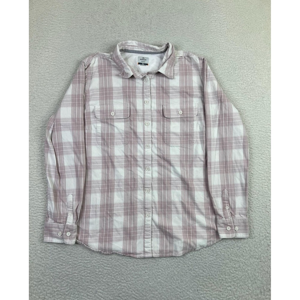 Ridgecut Toughwear Womens XL Purple‎ Plaid Button Down Shirt RC 11011